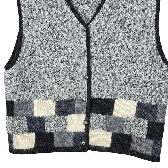 Vtg Portraits Northern Isles Sweater Vest Womens Large Wool Colorblock Graphite - Picture 4 of 9